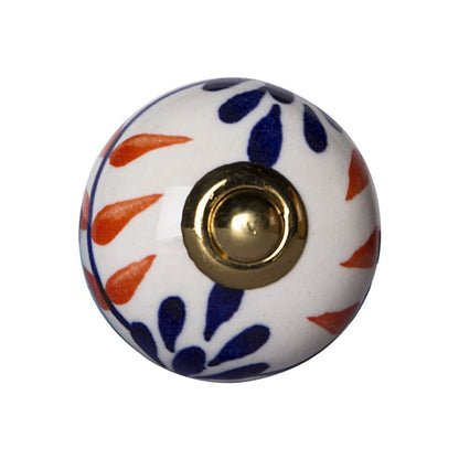 Set of Eight Blue And White Ceramic And Metal Drawer Pull Knobs