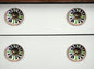Set of Eight Brown And White Ceramic And Metal Drawer Pull Knobs