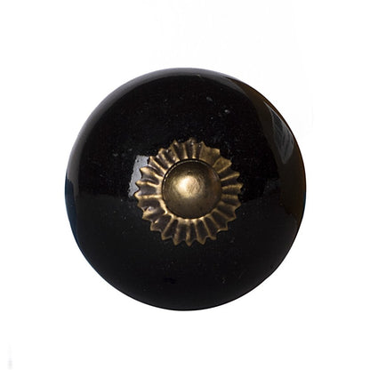 Set of Eight Brown And Black Ceramic And Metal Drawer Pull Knobs