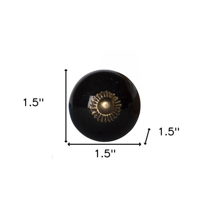 Set of Eight Brown And Black Ceramic And Metal Drawer Pull Knobs