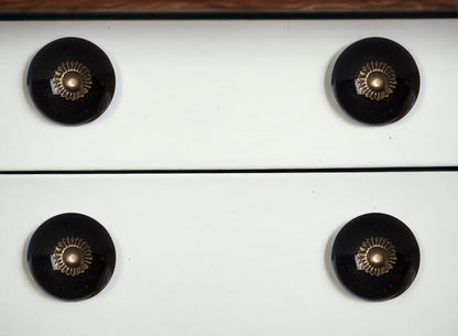 Set of Eight Brown And Black Ceramic And Metal Drawer Pull Knobs