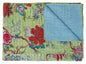 50" X 70" Green And Red Floral Cotton Quilted Kantha Throw Blanket with Embroidery