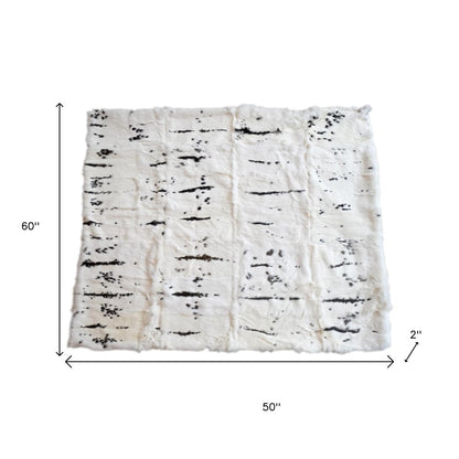 50" X 60" Black And White Rabbit Fur Plush Throw Blanket