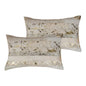 Set of Two 12" X 20" Natural and Gold Patchwork Cowhide Lumbar Throw Pillows with Glitter