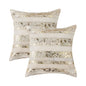Set of Two 18" Natural and Gold Striped Cowhide Throw Pillows with Glitter