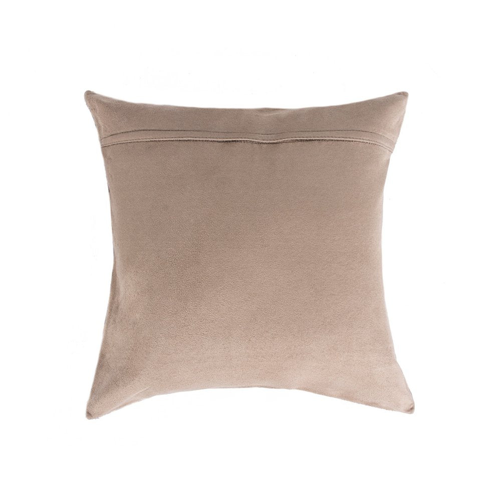 Set of Two 18" Natural and Gold Striped Cowhide Throw Pillows with Glitter