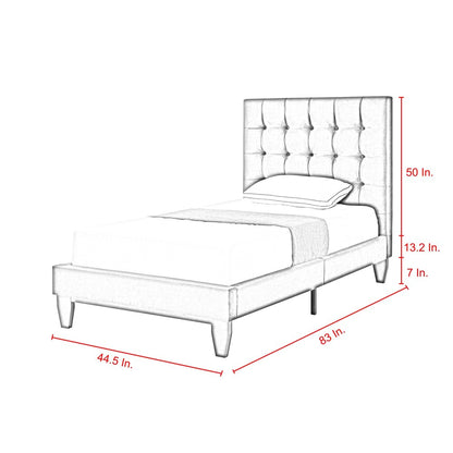 Cama individual de madera maciza azul marino con tapizado de terciopelo capitoné