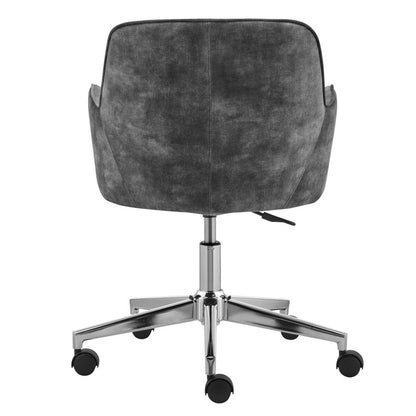 Dark Gray and Silver Velvet and Steel Adjustable Swivel Rolling Conference Office Chair