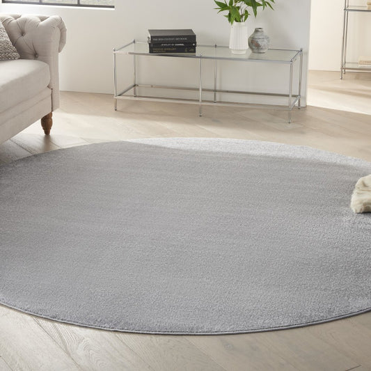 10' Gray And Silver Round Indoor Outdoor Area Rug