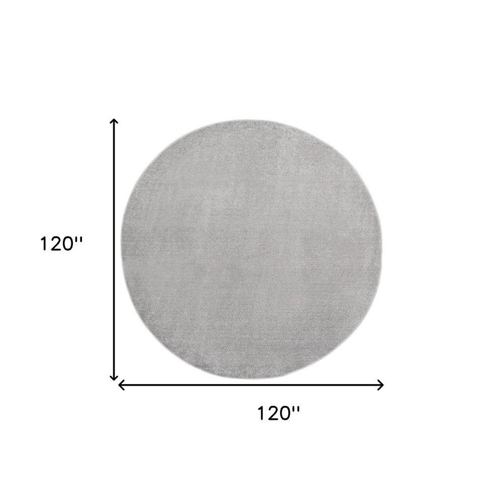 10' Gray And Silver Round Indoor Outdoor Area Rug