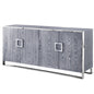 71" Ash Gray And Chrome Sideboard with Four Doors