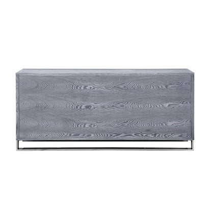 71" Ash Gray And Chrome Sideboard with Four Doors