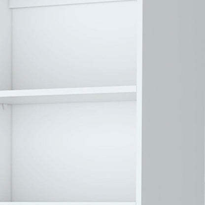 71" White Wood Three Tier Bookcase with Two Doors