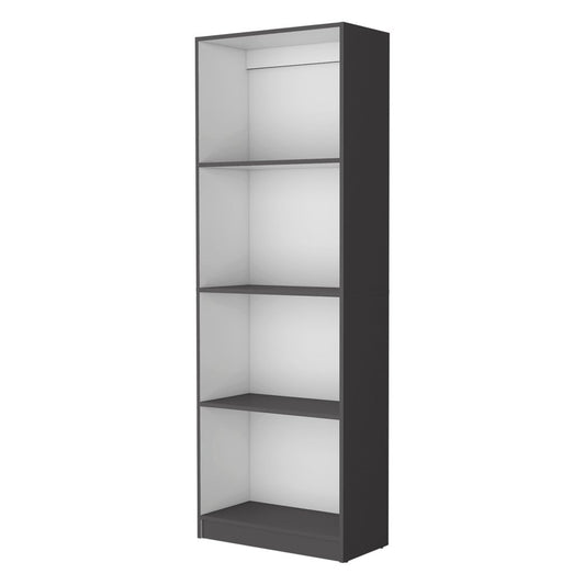 71" Gray And White Wood Four Tier Bookcase