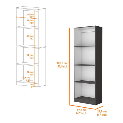Librería de cuatro niveles de madera gris y blanca de 71"