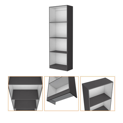 Librería de cuatro niveles de madera gris y blanca de 71"