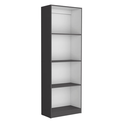Librería de cuatro niveles de madera gris y blanca de 71"