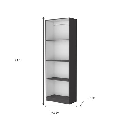 Librería de cuatro niveles de madera gris y blanca de 71"