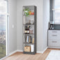 71" Gray And White Wood Five Tier Bookcase