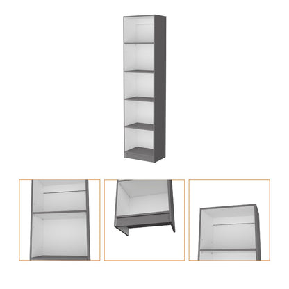 71" Gray And White Wood Five Tier Bookcase