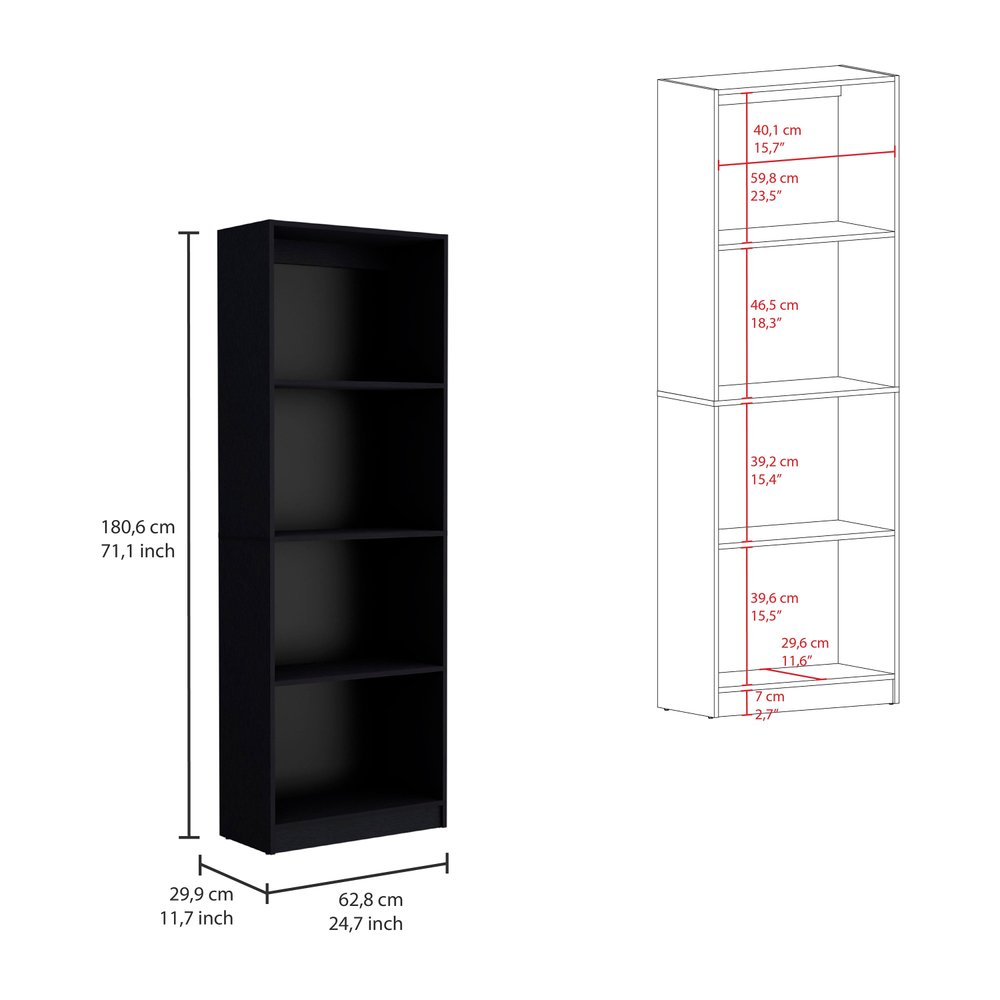 Conjunto de dos estanterías de varios niveles de madera negra
