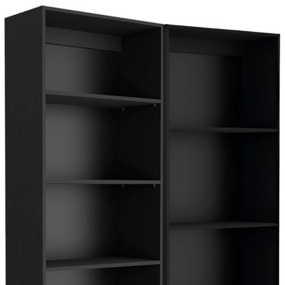 Conjunto de dos estanterías de varios niveles de madera negra