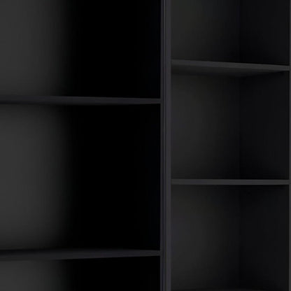Conjunto de dos estanterías de varios niveles de madera negra