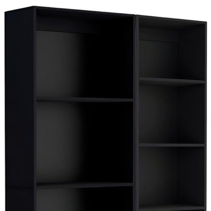 Conjunto de dos estanterías de varios niveles de madera negra