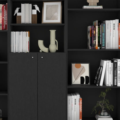 Librería negra de cinco niveles de 71" con dos puertas