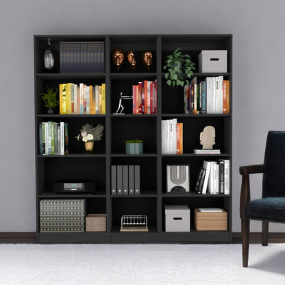 Librería negra de cinco niveles de 71"