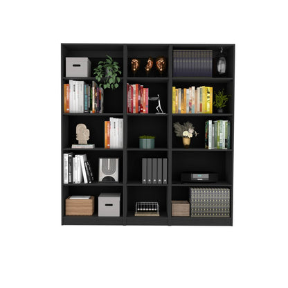 Librería negra de cinco niveles de 71"