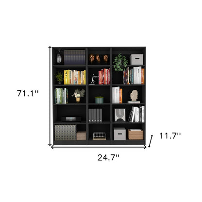 Librería negra de cinco niveles de 71"