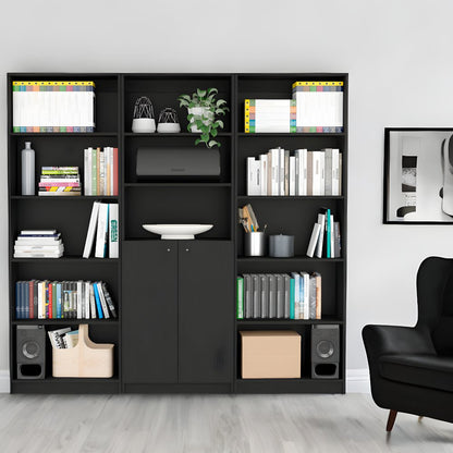 Librería negra de cinco niveles de 71" con dos puertas