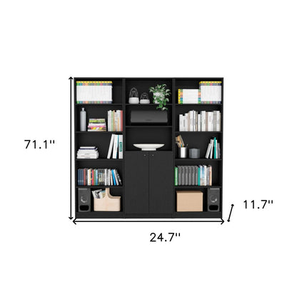 Librería negra de cinco niveles de 71" con dos puertas