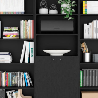 Librería negra de cinco niveles de 71" con dos puertas