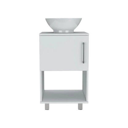 Set Of Two White Wood Freestanding Bathroom Vanity With Sink