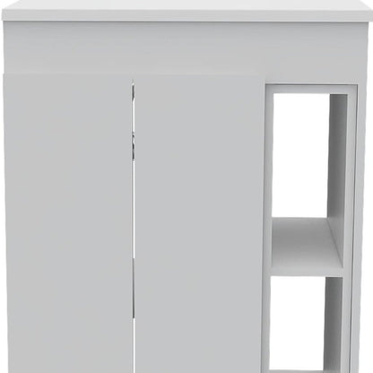 Set Of Two White Wood Freestanding Bathroom Vanity With Sink