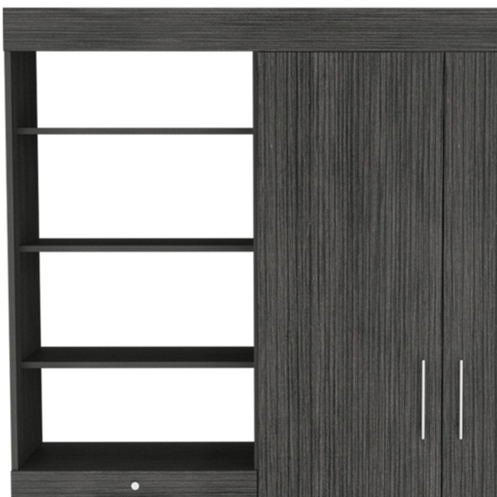 Cómoda combinada gris de tres cajones de 59"