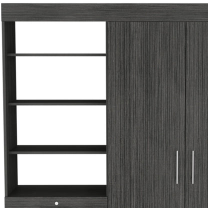 Cómoda combinada gris de tres cajones de 59"