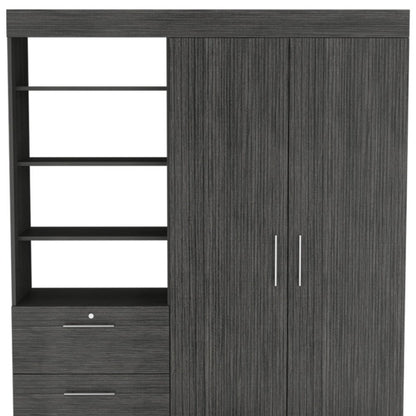 Cómoda combinada gris de tres cajones de 59"