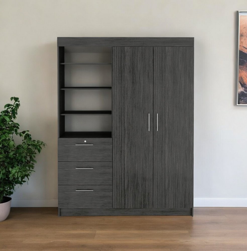 Cómoda combinada gris de tres cajones de 59"