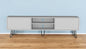 71" White Cabinet Open And Enclosed Storage TV Stand