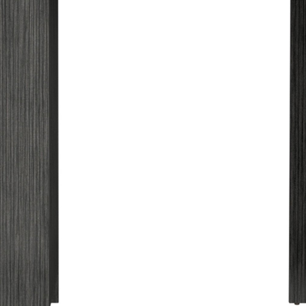 36" White and Gray Marble and Wood Kitchen Island With Storage