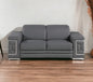 Loveseat de cuero genuino gris y plateado de 71"