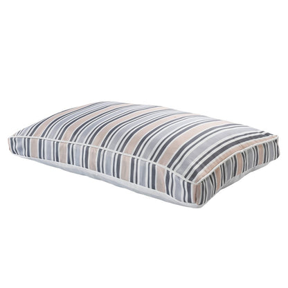 24" X 36" Gray Tan And White Striped Pillow Style Pet Bed With Removable Cover