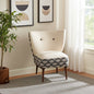 30" Cream Charcoal and Brown Geometric Tufted Wingback Chair