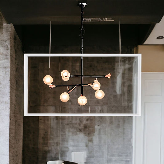 Rectangle Ten Light Metal LED Dimmable Semi-Flush Ceiling Light