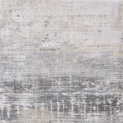 9' X 13' Gray and White Abstract Non Skid Area Rug