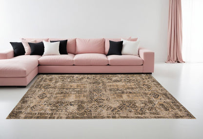 9' X 13' Brown Oriental Non Skid Area Rug