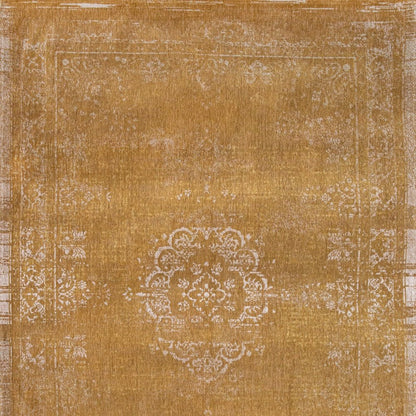 9' X 13' Orange and White Medallion Non Skid Area Rug